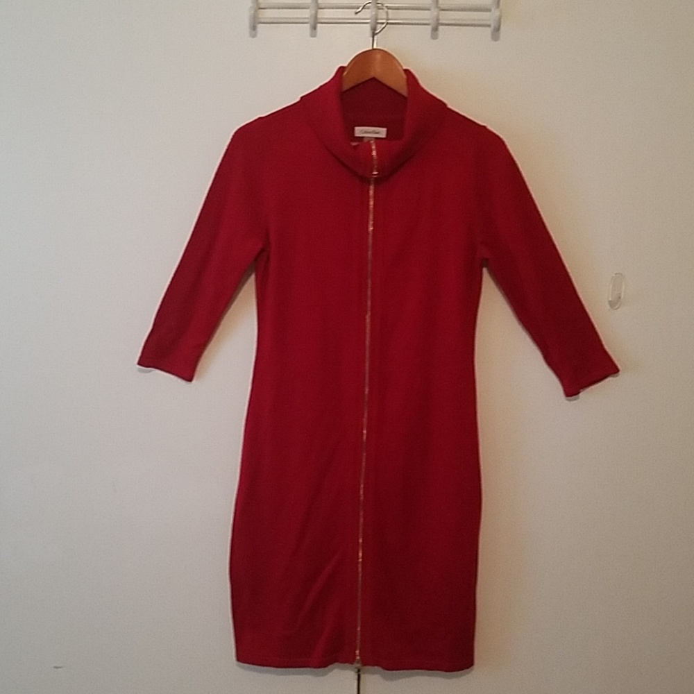 Brand New Calvin Klein Red Sweater Dress.